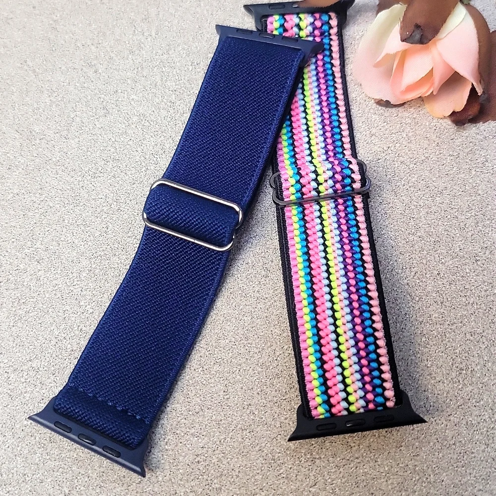 Two Apple Watch Nylon Elastic Bands. 38mm, 40mm, 41mm